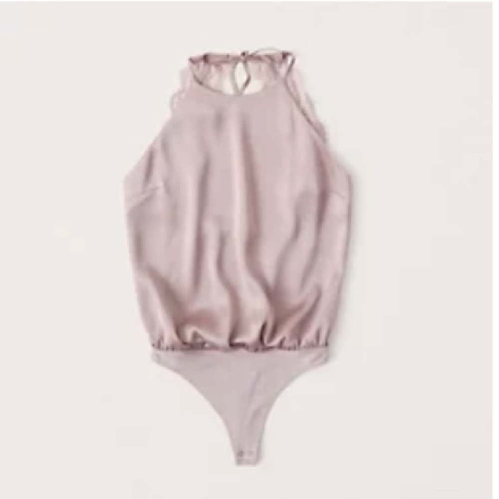 Abercrombie Satin Lace Back bodysuit blush pink